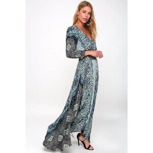 Free People Mexicali Rose Black Print Maxi Dress Small